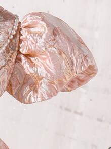 SHEIN Kleid für Kleine Mädchen aus hochwertigem Gewebe, mit Dekor aus Kunstperle, 3D Blumen und Kontrast-Mesh