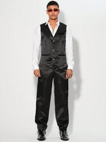 Manfinity VCAY Men Fashionable Woven Classic Vest For Suit, Versatile Style