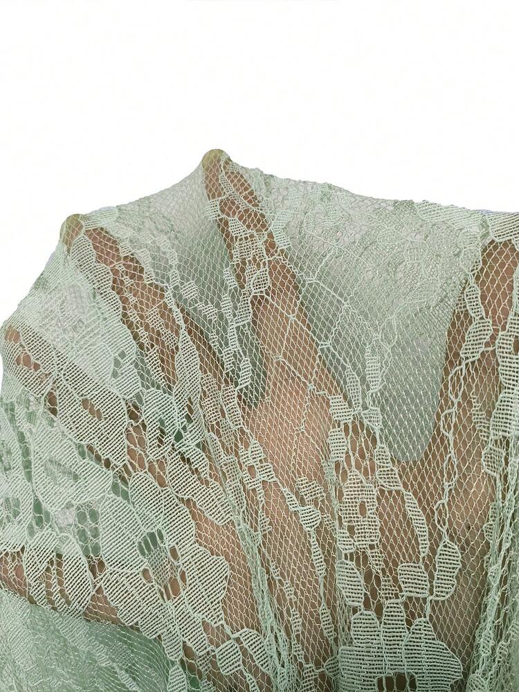 Plus Size Lace Spliced Ruffle Trim Spring/Summer Sundress