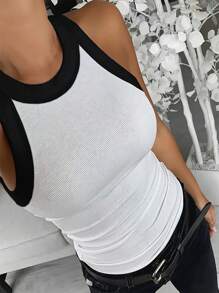 SHEIN LUNE Women Casual Slim Fit Color Block Tank Top For Summer