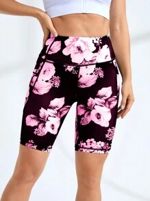 SHEIN Sovereign Charm Women Random Printed Basic Casual Sports Shorts For Daily Wear Biker Shorts