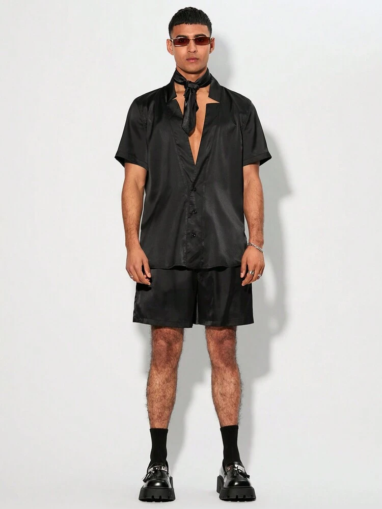 Men Woven Casual Shirt 2pcs/Set