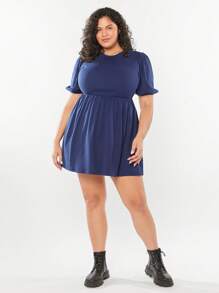 Forever 21 夏季大尺碼復古學院風女裝洋裝 - 藍色 - 查看 4