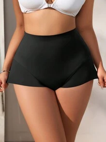 女性無縫加大尺碼高腰臀部提升塑身褲，腹部控制，1件/包 - 黑色 - 查看 5