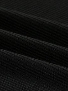 SHEIN Sports 纯色网眼撞色无袖运动连衣裙 - 黑色 - 查看 4