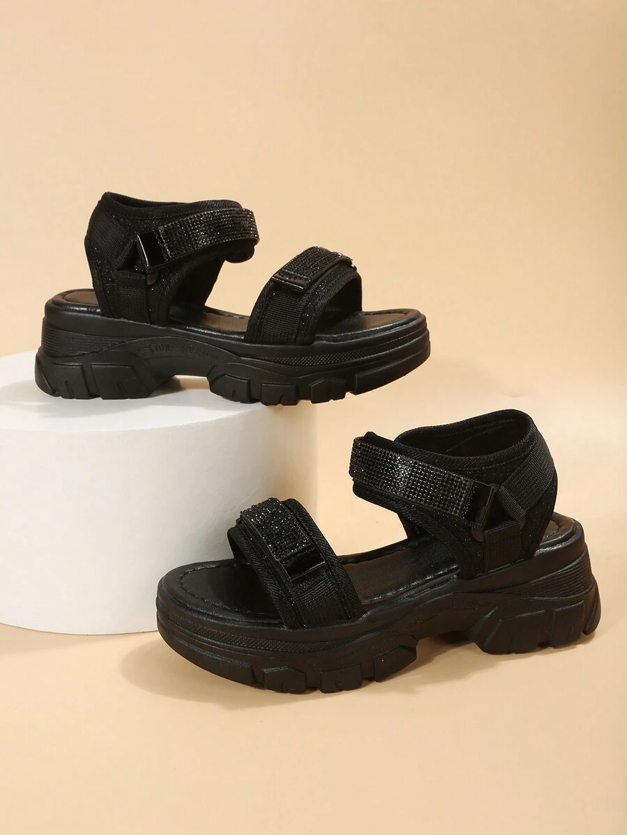 Women Summer Wedge Heel Platform Sandals With Athletic Style - Black - View 1