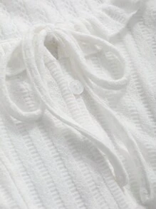 DAZY Women Summer Slim Fit Short Puff Sleeve T-Shirt With Ruffle Hem Round Neck - Beige - View 8