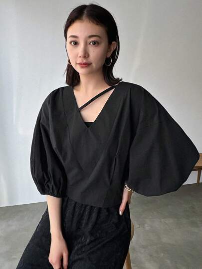 FRIFUL Mujeres camisa holgada de unicolor con diseño simple de moda