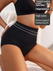 Mujeres fondos simples de ropa interior reafirmante de unicolor para uso diario - Negro - Ver 1