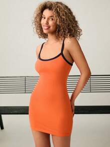 Forever 21 Summer Colorblock Trimmed Slim Fit Mini Slip Dress