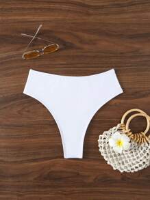 SHEIN Swim Fondo de bikini diario simple para mujer con unicolor para la playa de verano - Blanco - Ver 6