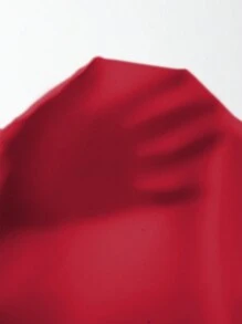 EMERY ROSE Women Solid Color V-Neck Lantern Sleeve Pleated Daily Wear Shirt Fall Cloth For Women - Burgundy - View 8