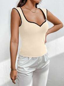 SHEIN Privé Áo khoác nữ Colorblock Edge Cami có tay áo có mũ - Màu Khaki - Xem 5