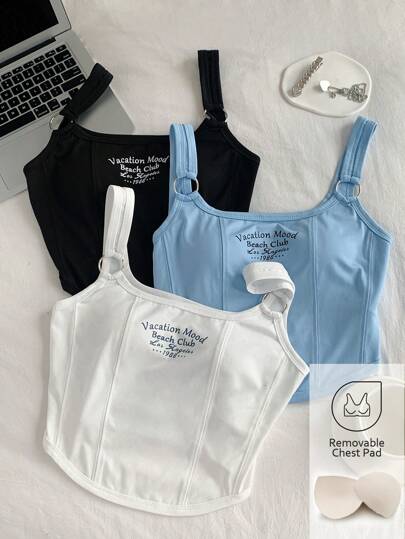 Comfortcana 3入組女士簡約百搭日常春夏搭配背心上衣