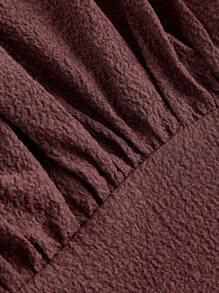 SHEIN MOD Summer Solid Textured Bodycon Jumpsuit With Shoulder Straps And Ruched Bust - Chocolate Brown - View 4