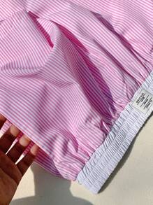 Comfortcana 女士夏季字母拼接條紋家居休閒短褲