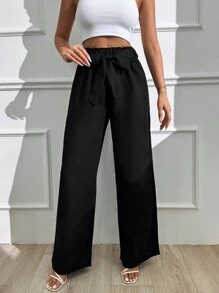 RueChic 2pcs Pantalon Large Femme Noir Et Kaki Avec Bretelles