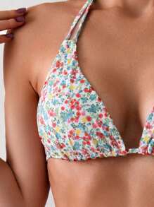 SHEIN Swim 3pcs Bikini Set, Cute Printed Design With Random Patterns, Copyright Purchased,Summer Beach