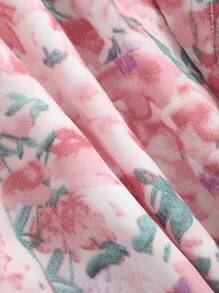 Dazy Petite Plus Plus Size Women Elegant V-Neck Short Puff Sleeve Holiday Dress With All-Over Flower Print For Summer Sundress Vacation Floral - Pink - View 8