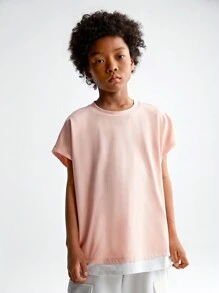 SHEIN Tween Boy Knitted Color Block Sleeveless Sweater, Loose Fit Casual Tank Top - Pink - View 5