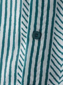 Manfinity Homme Men Color-Block Striped Short Sleeve Shirt For Summer - Green - View 4