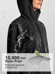 In My Nature Women's Outdoor Sports Urban Commuting Windproof & Waterproof Hooded Jacket For Hiking And Trekking - Black - View 3