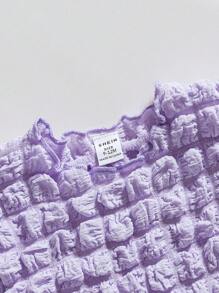 Baby Girl Solid Textured Stretchy Popcorn Top And Shorts Set, Elegant And Cute Fashion