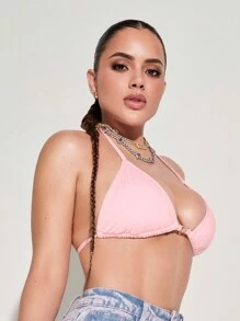 SHEIN X SAMADHI SHEIN ICON Collar con cadena de aleación en forma de corazón de estrás con circonia cúbica rosa