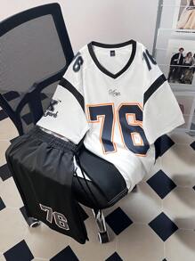 Manfinity Sporsity Set di magliette con stampa digitale in stile campus per uomo