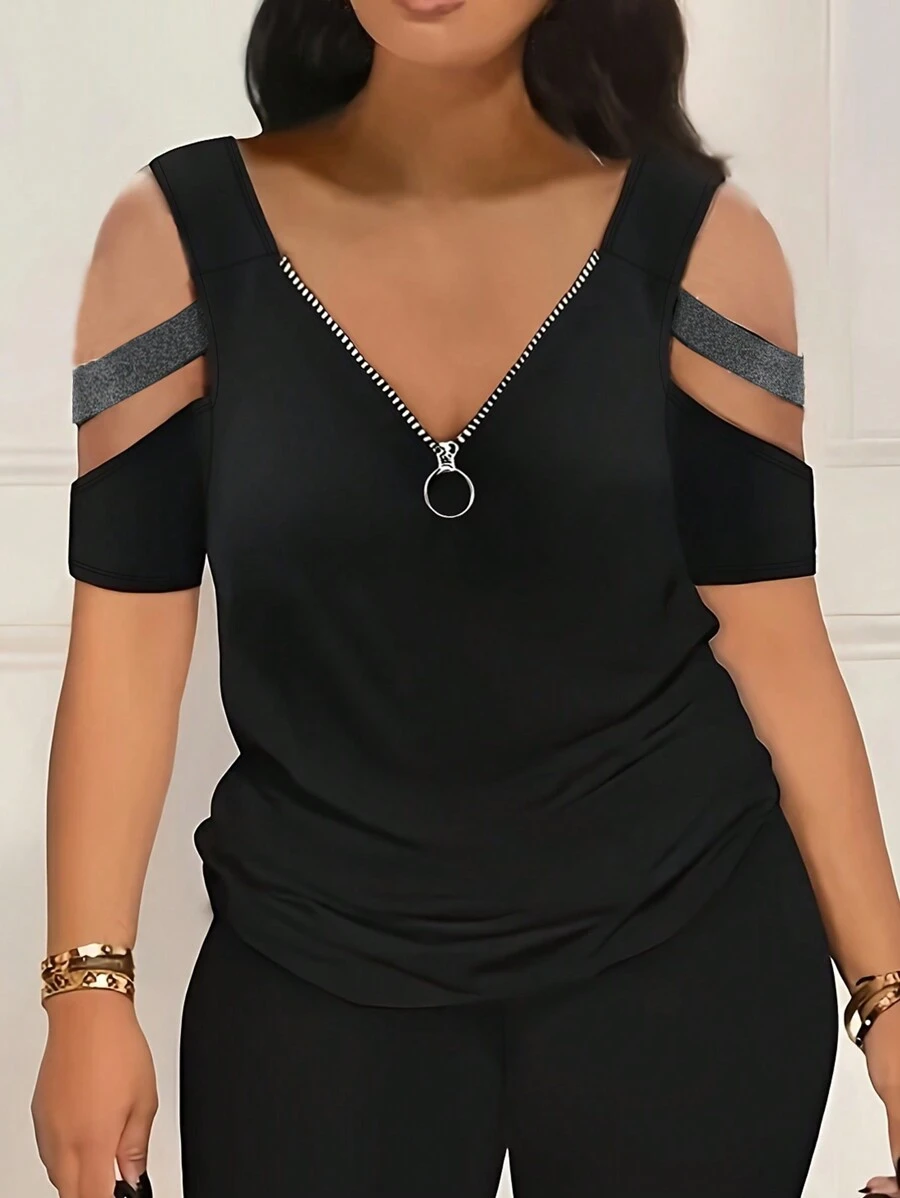 SHEIN LUNE Women T-Shirts - Hitam - View 1