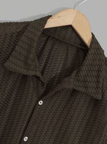 RueChic Men Crochet Summer Regular Shirt - Army Green - View 3