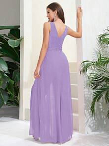 Double Crazy 女士时尚紫色网眼设计无袖连身裤