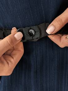 SHEIN Áo vest xếp ly màu trơn và quần short cho phụ nữ mang thai, bộ 2 món thường ngày cho mùa hè dành cho bà bầu - Màu xanh hải quân - Xem 5