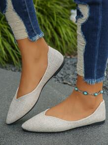 Women's Pointed Toe Ballet Flats In Light Pink, Slip-On Casual Shoes For Spring & Autumn, Fits Size 35-45 - Multicolor - View 2