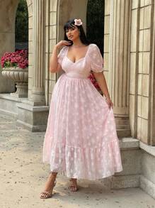 Flirla 浪漫雪紡短袖連衣裙 - 粉色 - 查看 4