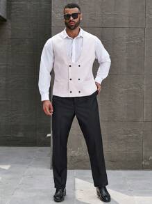 Manfinity Mode Men's Plus Size Solid Color Sleeveless Suit Vest - Pink - View 4