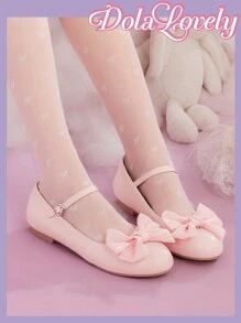 Dola Lovely Zapatos planos y cómodos con diseño de lazo en color rosa, estilo veraniego para damas y niñas. Oferta de verano, Halloween, Navidad, otoño