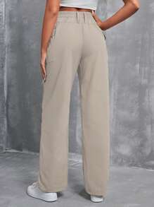 SHEIN EZwear Pantalones casuales de unicolor con bolsillos