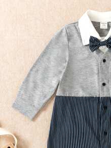 Baby Boy Wedding, Page Boy, Bow Tie Baby Boys Gentleman Suit Vest Shirt Jumpsuit With Bow Tie - Multicolor - View 5