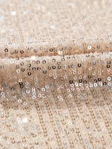 Sequined V Neck Sleeveless High Waist Jumpsuit - Gold - View 8