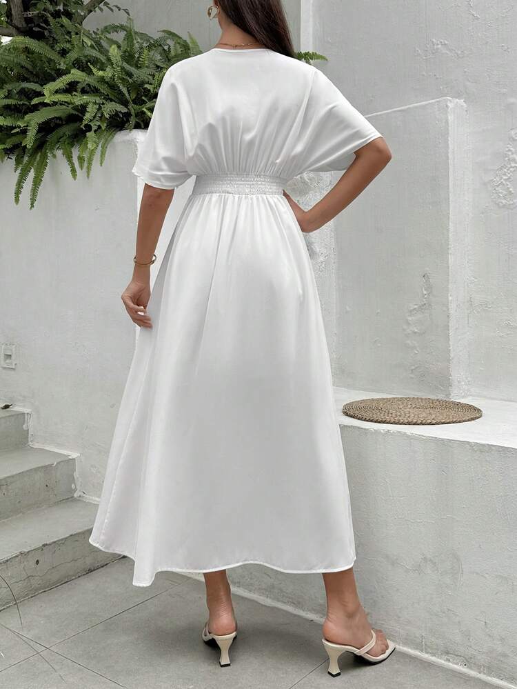 Women Casual Loose Fit Knit Sweater Dress With Wide Cuffs, Perfect For Holiday