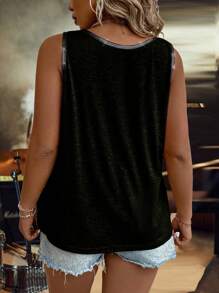 SHEIN LUNE Camiseta de tirantes de cuello redondo de talla grande en unicolor para vacaciones y ocio
