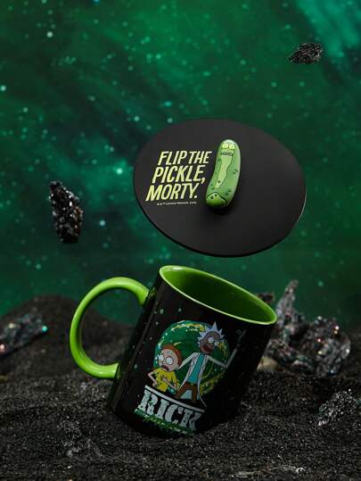 Rick and Morty X SHEIN 1pc Cartoon & Slogan Printed Silicone Cup Lid (Cup Not Included)