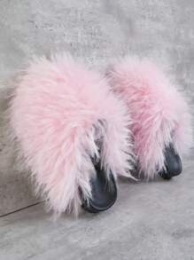 SHUZIA Pantuflas para el hogar de mujer con detalles de combinación y esponjosas - Rosa - Ver 2