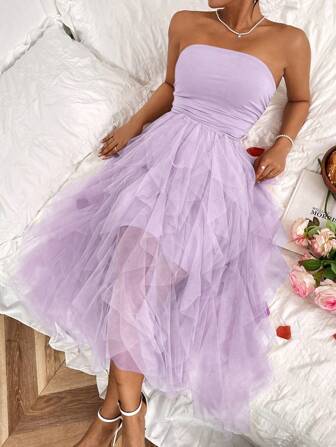 Rafferiza 女士网眼拼接纯色紧身连衣裙长款女装