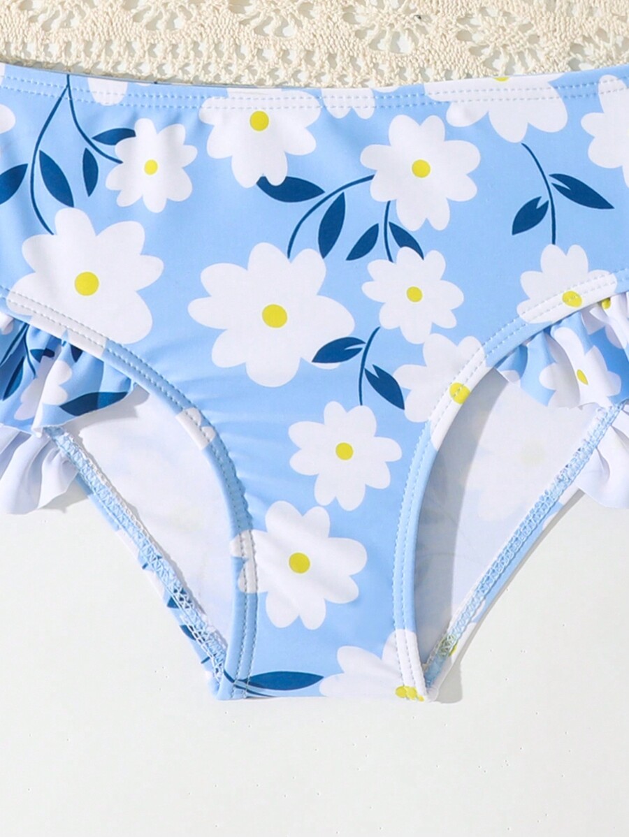 Conjunto de biquíni cruzado com estampa de donuts para meninas