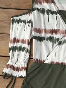 INAWLY Women Fashionable Colorful Printed Off Shoulder V-Neck Dress