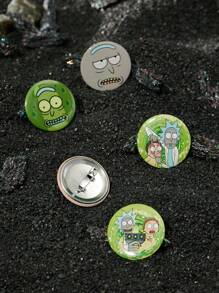Rick and Morty X SHEIN 5 cái Hoạt hình In Huy hiệu Trâm cài Bộ - Nhiều màu - Xem 3