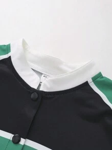 Ensemble à manches courtes et short blocs de couleurs à la mode pour adolescente