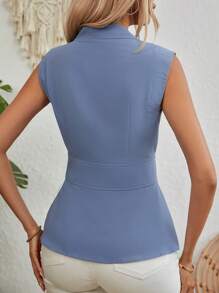 SHEIN LUNE Camicia senza maniche elegante monocolore con battente avvolgente per l'estate